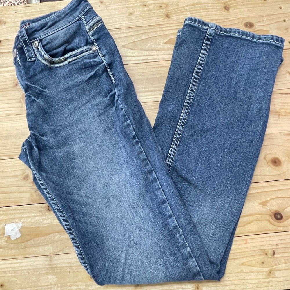 Shyanne Womens Bootcut Jeans Size 28x34 Medium Wash Embroidered Pocket Denim